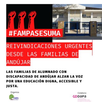 FAMPA Los Olivos se suma a la reinvidicación urgente de las familias de Andújar